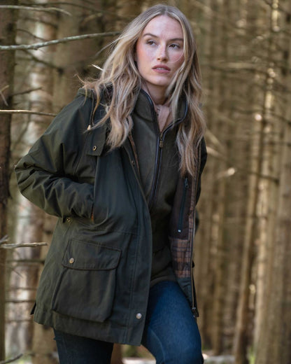Lovat Coloured Hoggs of Fife Stenton Ladies Fleece Gilet on outdoor background #colour_lovat