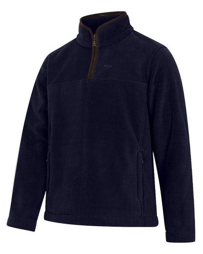 Midnight Navy Coloured Hoggs of Fife Stenton Quarter Zip Fleece on white background #colour_midnight-navy