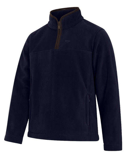 Midnight Navy Coloured Hoggs of Fife Stenton Quarter Zip Fleece on white background #colour_midnight-navy
