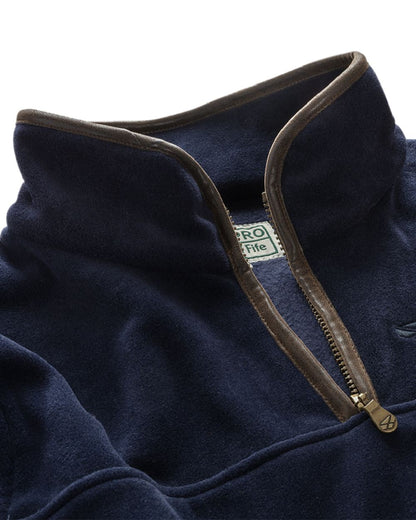 Midnight Navy Coloured Hoggs of Fife Stenton Quarter Zip Fleece on white background #colour_midnight-navy
