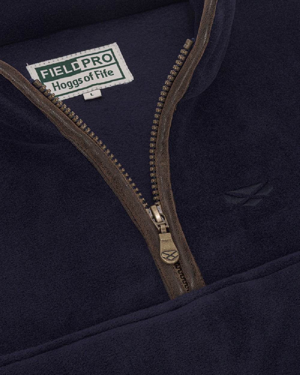 Midnight Navy Coloured Hoggs of Fife Stenton Quarter Zip Fleece on white background #colour_midnight-navy