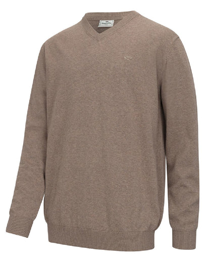 Biscuit Brown Coloured Hoggs of Fife Stirling II Long Sleeve Pullover on white background #colour_biscuit-brown