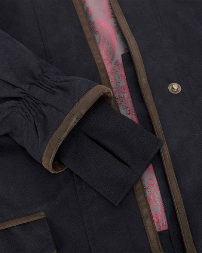 Navy Coloured Hoggs of Fife Struther Ladies Long Riding Coat on white background #colour_navy