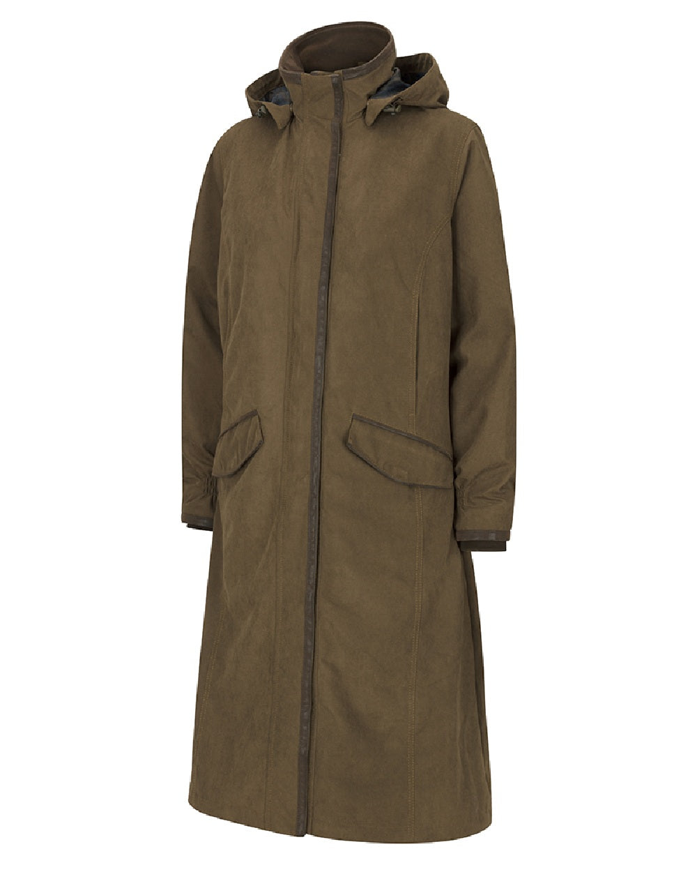 Sage Coloured Hoggs of Fife Struther Ladies Long Riding Coat on white background #colour_sage
