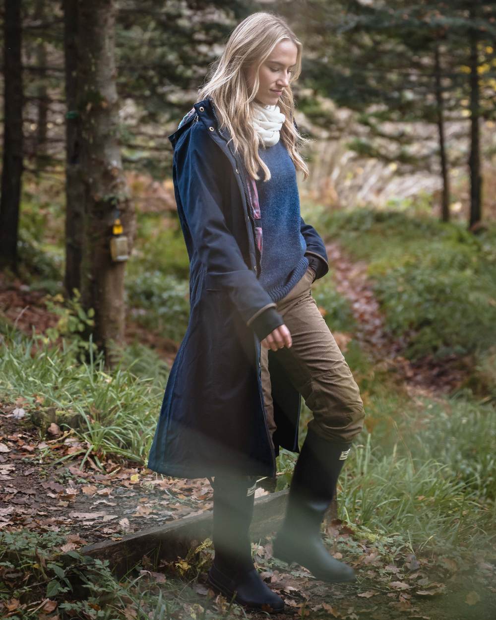 Sage Coloured Hoggs of Fife Struther Ladies Waterproof Trousers on outdoor background #colour_sage