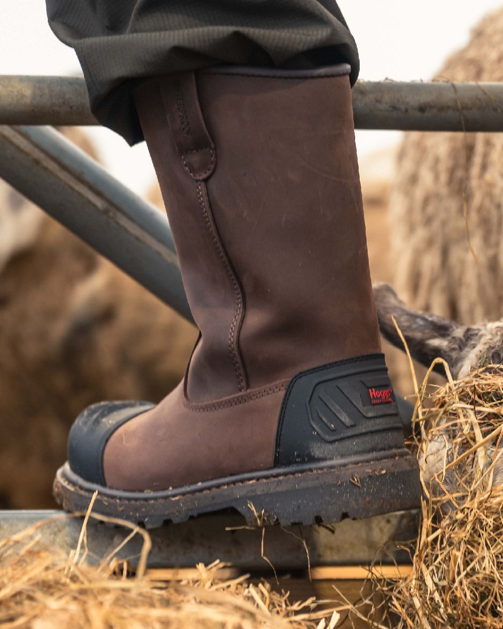 Brown Coloured Hoggs of Fife Thor Safety Rigger Boots on outdoor background #colour_brown
