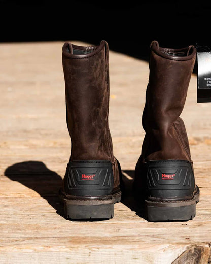 Brown Coloured Hoggs of Fife Thor Safety Rigger Boots on wood background #colour_brown