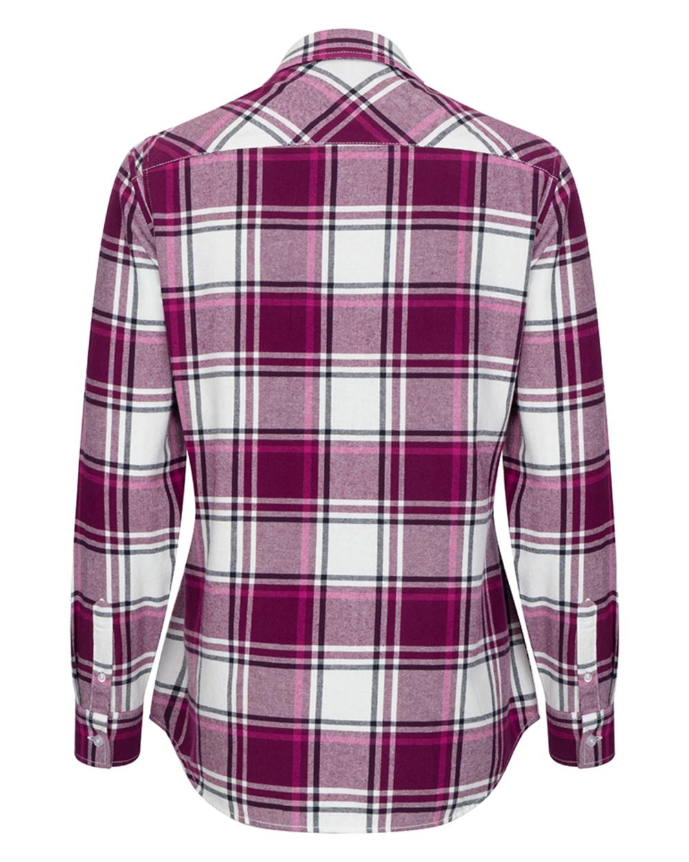 Berry Check Coloured Hoggs of Fife Womens Caitlyn Oversized Flannel Shirt on white background #colour_berry-check