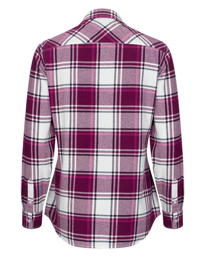 Berry Check Coloured Hoggs of Fife Womens Caitlyn Oversized Flannel Shirt on white background #colour_berry-check