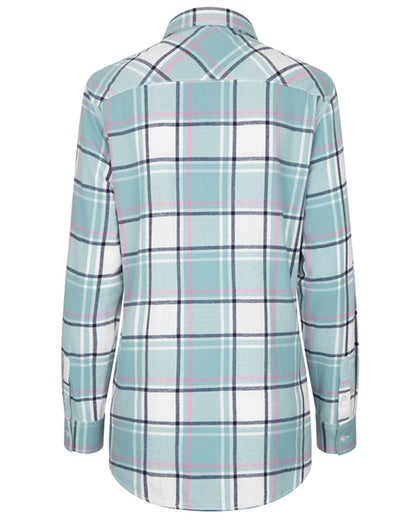 Duck Egg Coloured Hoggs of Fife Womens Caitlyn Oversized Flannel Shirt on white background #colour_duck-egg
