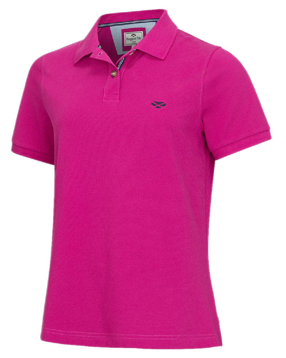 Berry Coloured Hoggs of Fife Womens Cora Pique Polo Shirt on white background #colour_berry