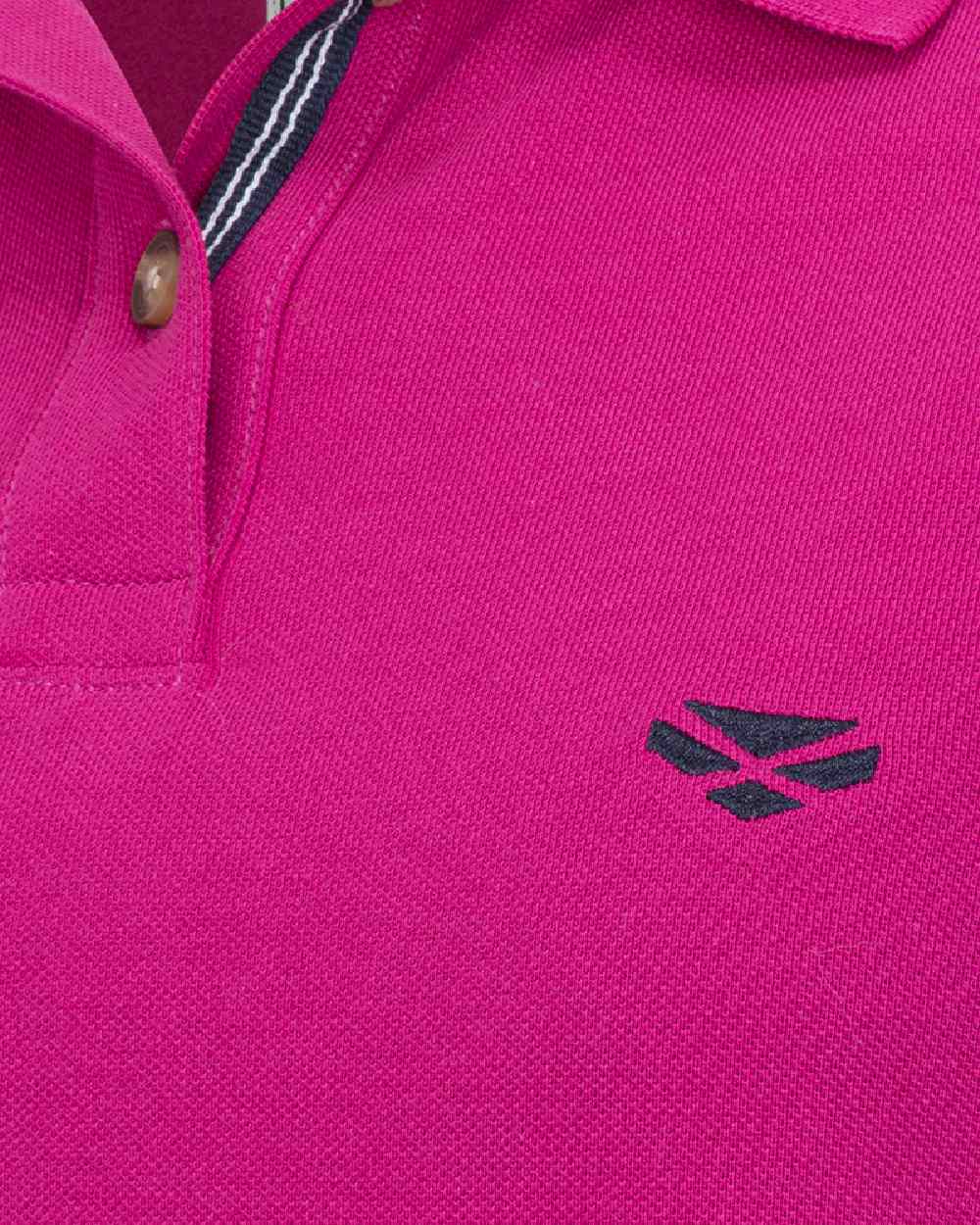 Berry Coloured Hoggs of Fife Womens Cora Pique Polo Shirt on white background #colour_berry