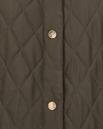 Forest Green Coloured Hoggs of Fife Womens Ladybank Quilted Jacket on white background #colour_forest-green