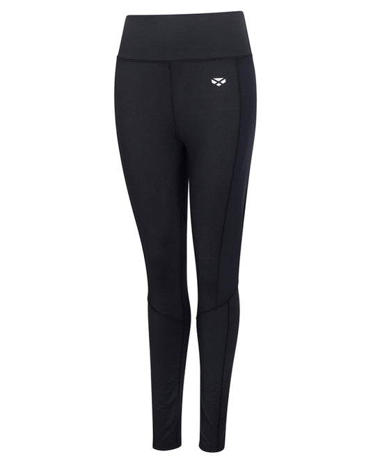 Black Coloured Hoggs of Fife Womens Skye Active Thermal Leggings on white background #colour_black