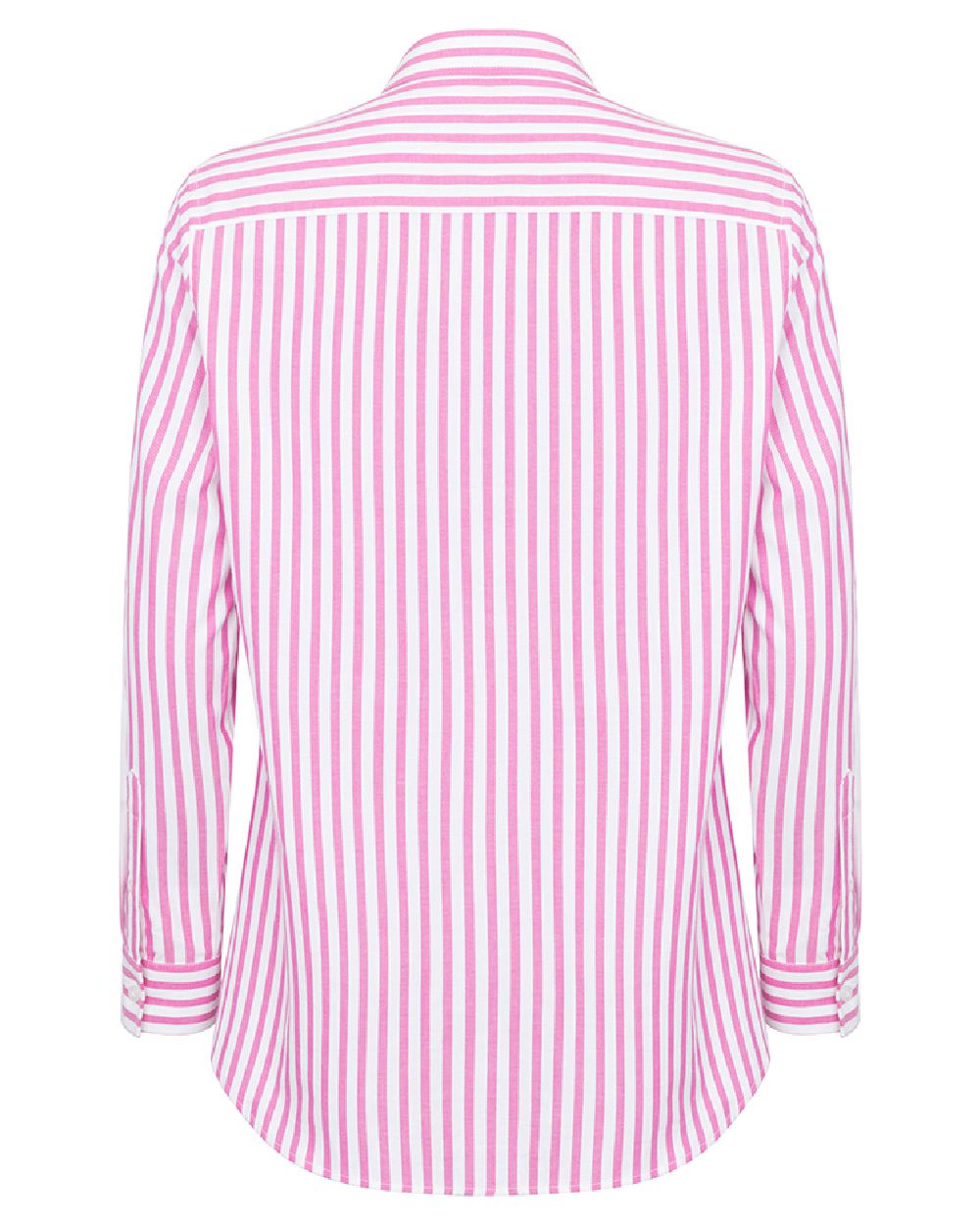 Berry Coloured Hoggs of Fife Womens Sophia Oversized Stripe Shirt on white background #colour_berry