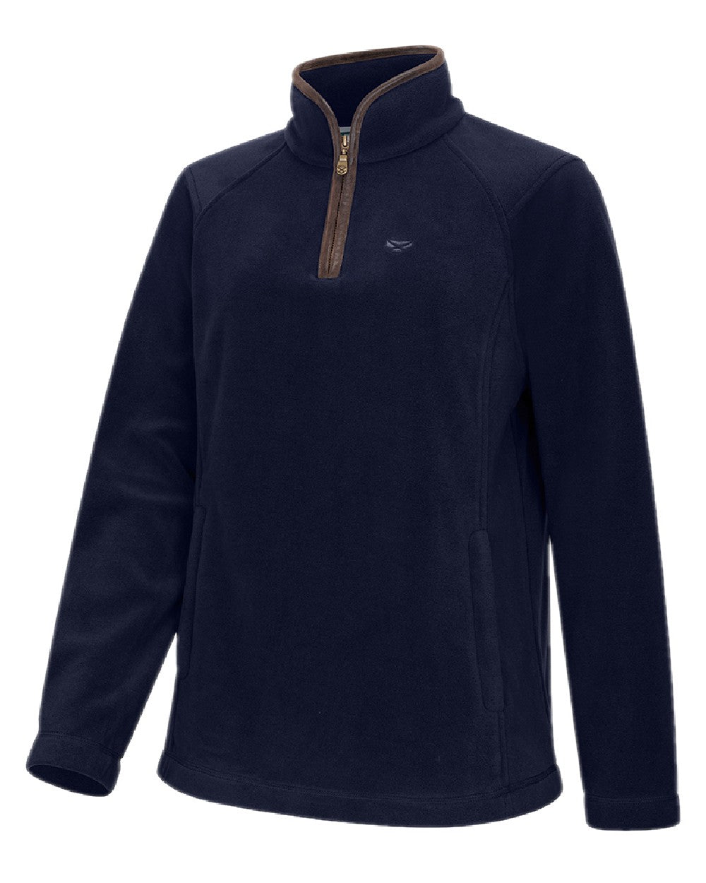 Midnight Navy Coloured Hoggs of Fife Womens Stenton Quarter Zip Fleece on white background #colour_midnight-navy