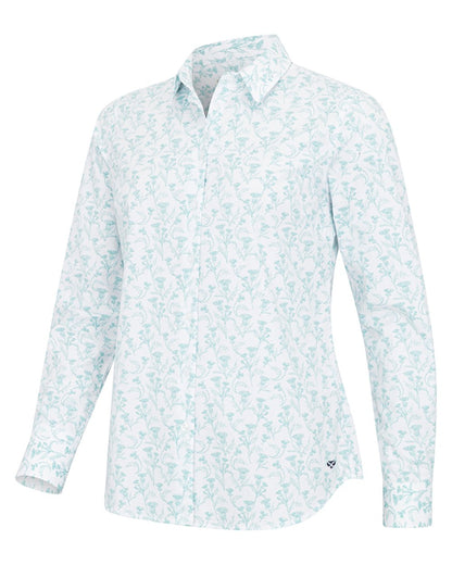 Seafoam Coloured Hoggs of Fife Womens Thistle Print Shirt on white background #colour_seafoam