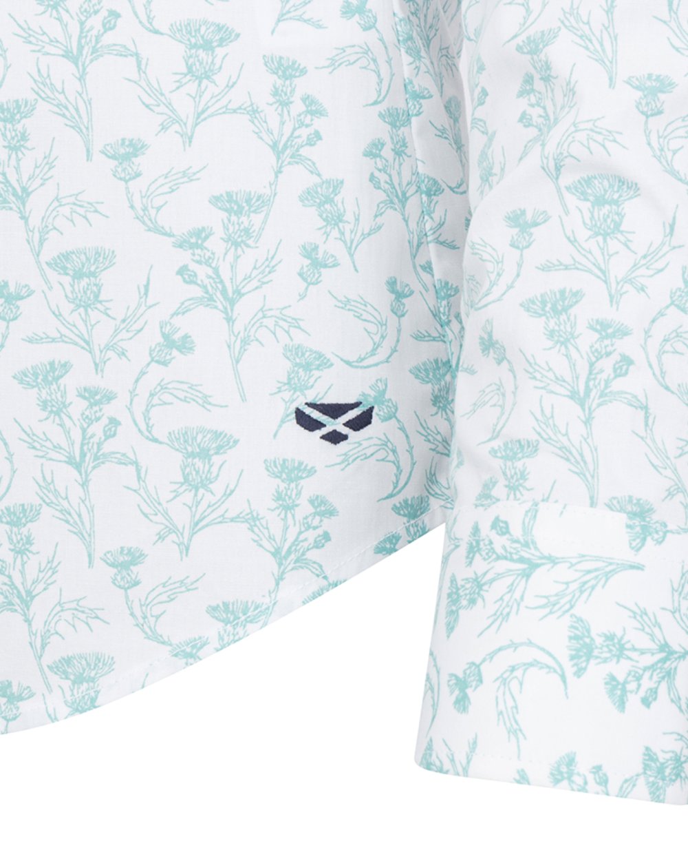 Seafoam Coloured Hoggs of Fife Womens Thistle Print Shirt on white background #colour_seafoam