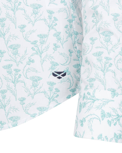 Seafoam Coloured Hoggs of Fife Womens Thistle Print Shirt on white background #colour_seafoam