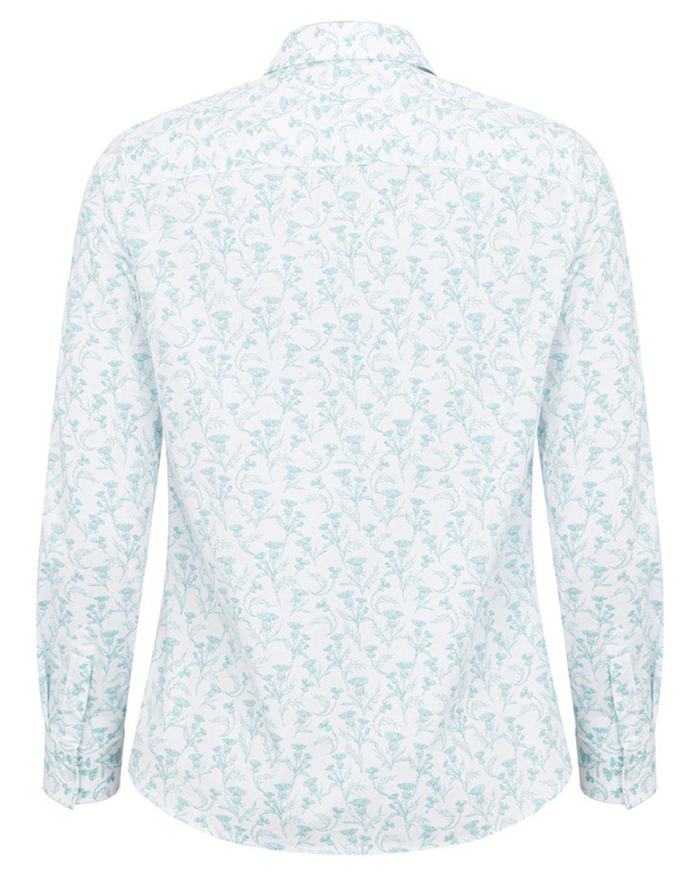 Seafoam Coloured Hoggs of Fife Womens Thistle Print Shirt on white background #colour_seafoam