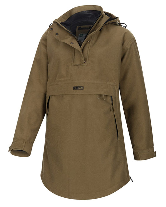 Olive Coloured Hoggs of Fife Womens Torness Trilaminate Smock on white background #colour_olive