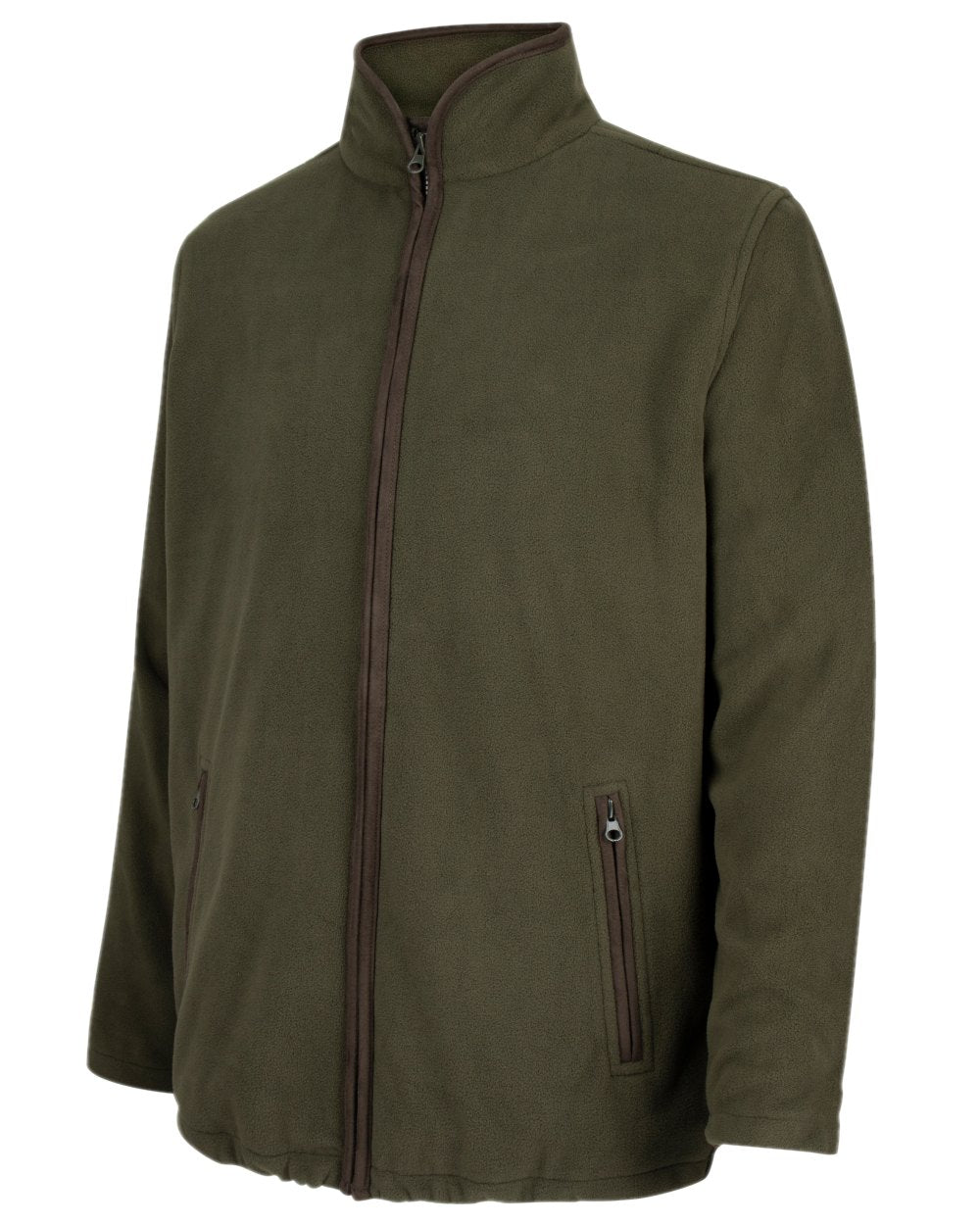 Green Coloured Hoggs of Fife Woodhall Fleece Jacket on white background #colour_green