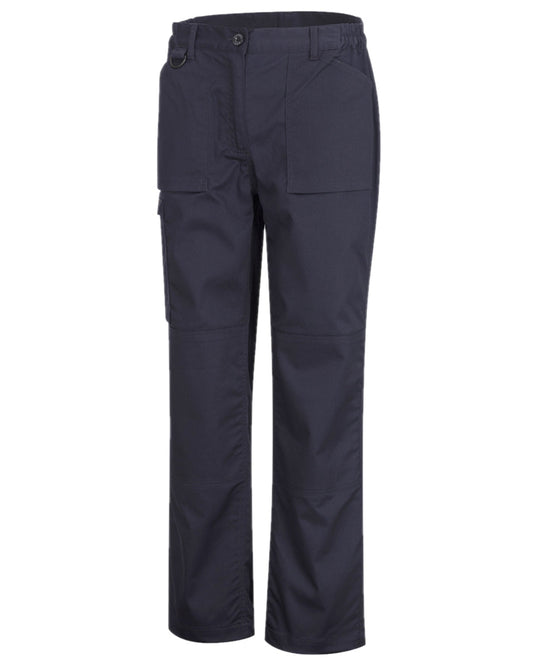 Navy Coloured Hoggs of Fife WorkHogg Ladies Stretch Trousers on white background #colour_navy