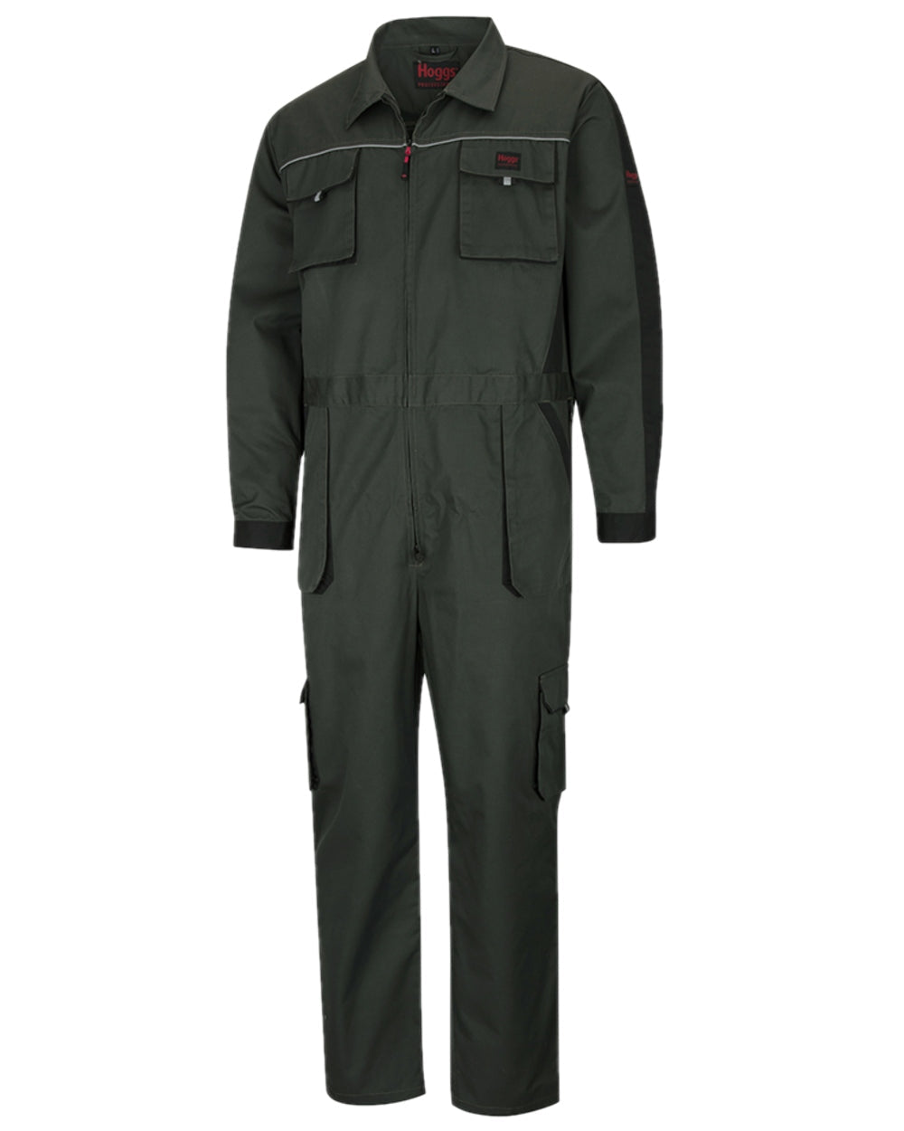 Spruce Black Coloured Hoggs of Fife Workhogg Zipped Cotton Coverall on white background #colour_spruce-black