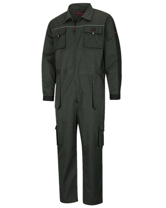 Spruce Black Coloured Hoggs of Fife Workhogg Zipped Cotton Coverall on white background #colour_spruce-black