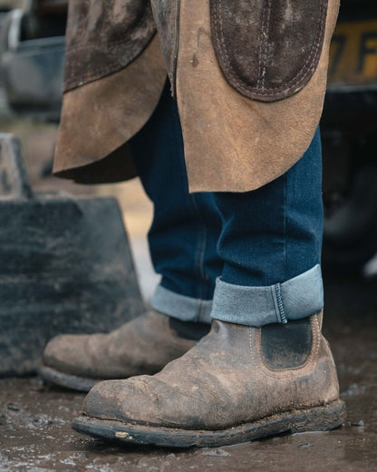 Crazy Horse Brown Coloured Hoggs of Fife Zeus Safety Dealer Boots on outdoor background #colour_crazy-horse-brown
