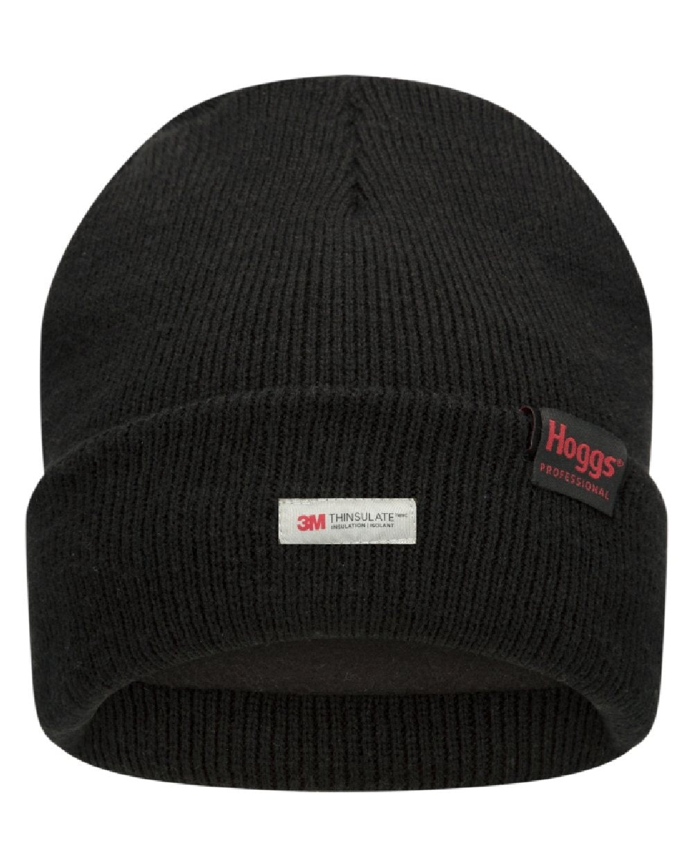 Black coloured Hoggs of Fife Knitted Thinsulate Waterproof Beanie on white background #colour_black