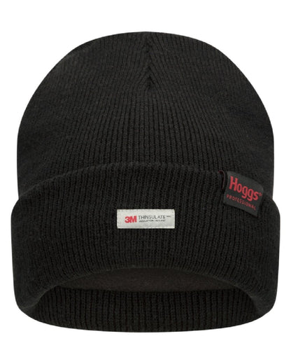 Black coloured Hoggs of Fife Knitted Thinsulate Waterproof Beanie on white background #colour_black