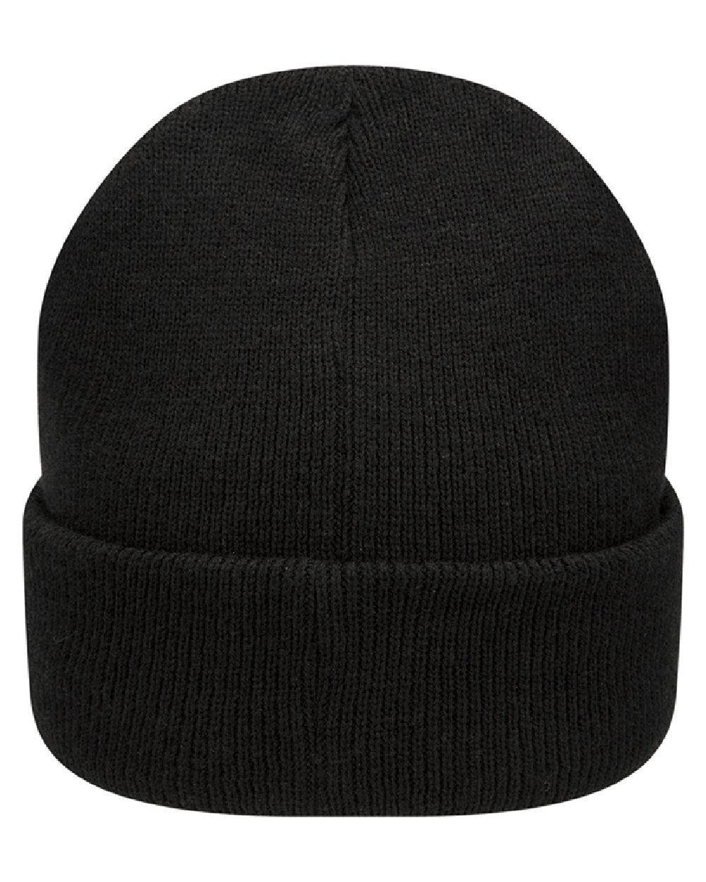 Black coloured Hoggs of Fife Knitted Thinsulate Waterproof Beanie on white background #colour_black