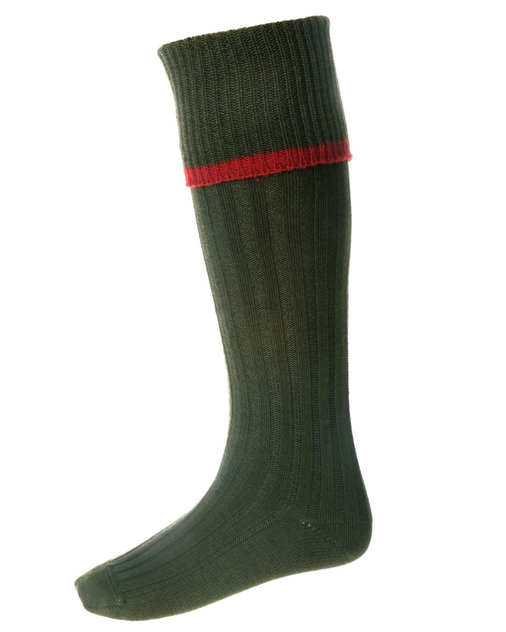 Spruce Brick Red coloured House of Cheviot Estate Field Socks on white background #colour_spruce-brick-red