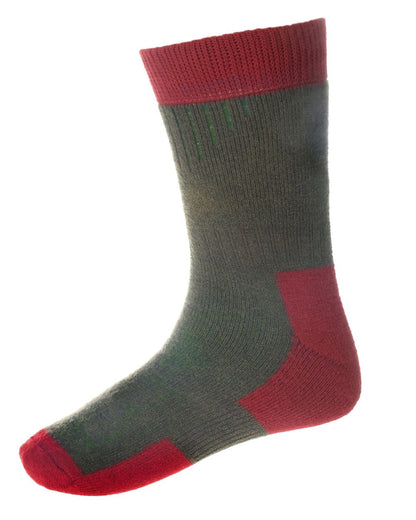 Spruce Brick Red coloured House of Cheviot Glen Technical Socks on white background #colour_spruce-brick-red