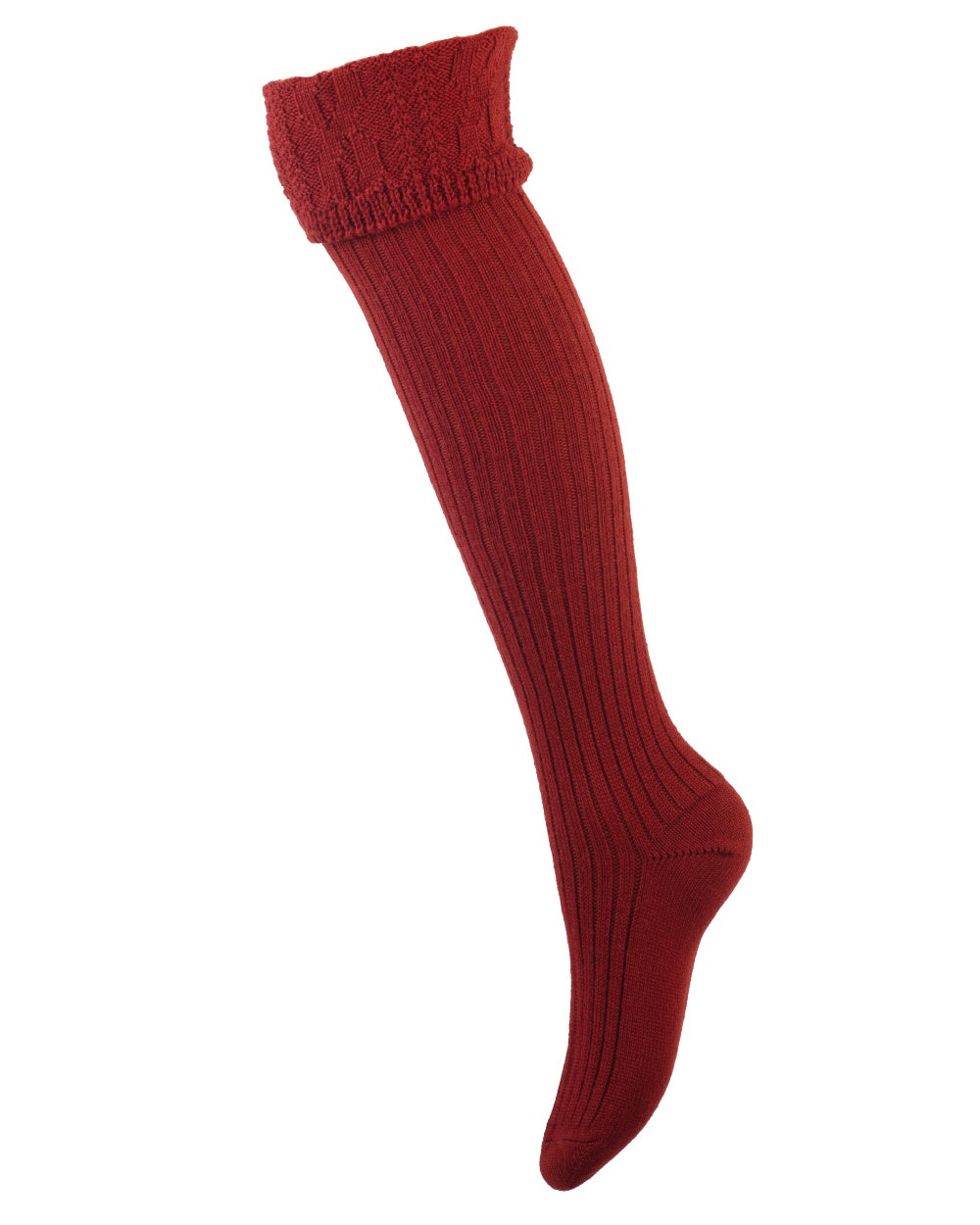 Chestnut coloured House of Cheviot Lady Glenmore Socks on white background #colour_chestnut