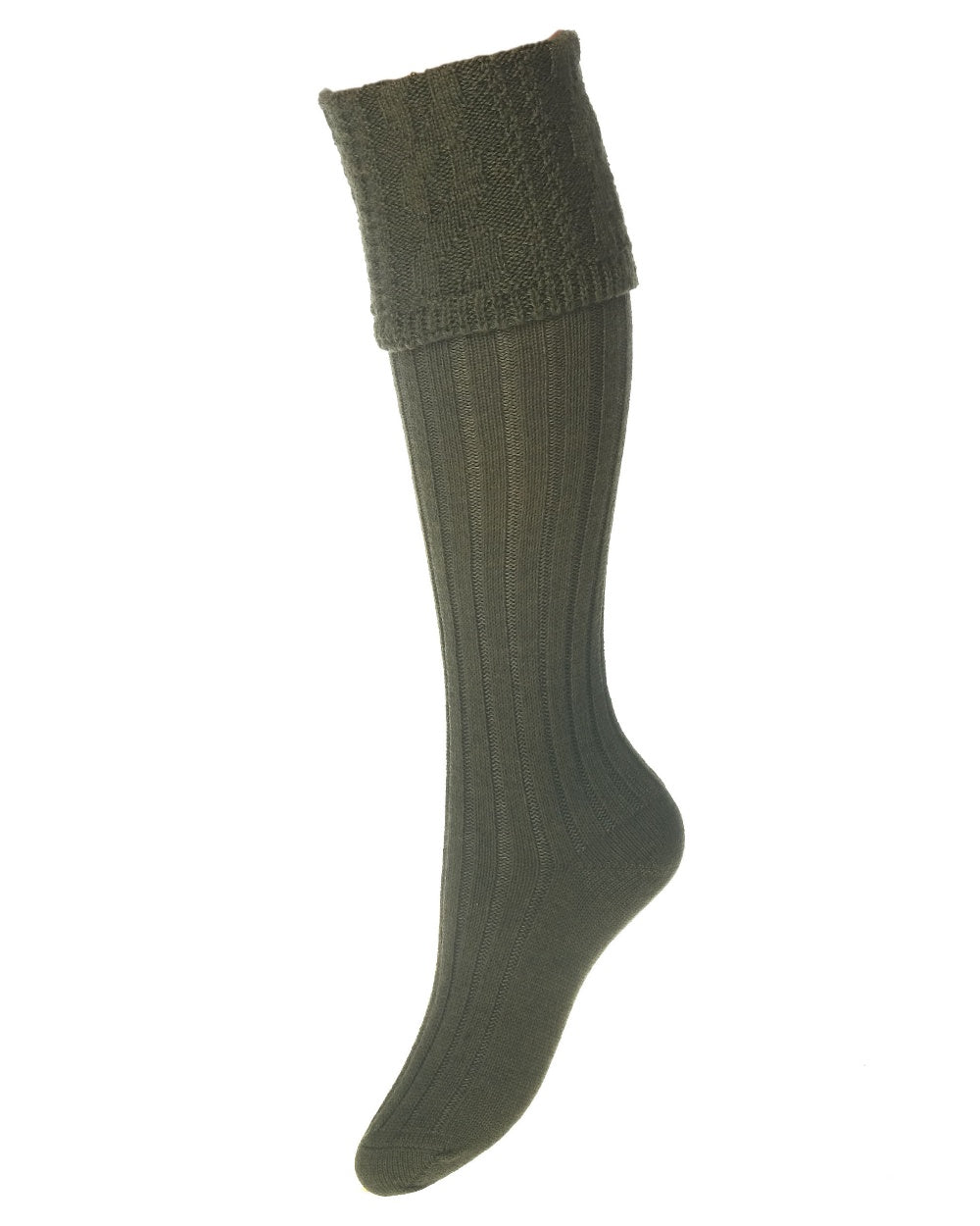 Spruce coloured House of Cheviot Lady Glenmore Socks on white background #colour_spruce