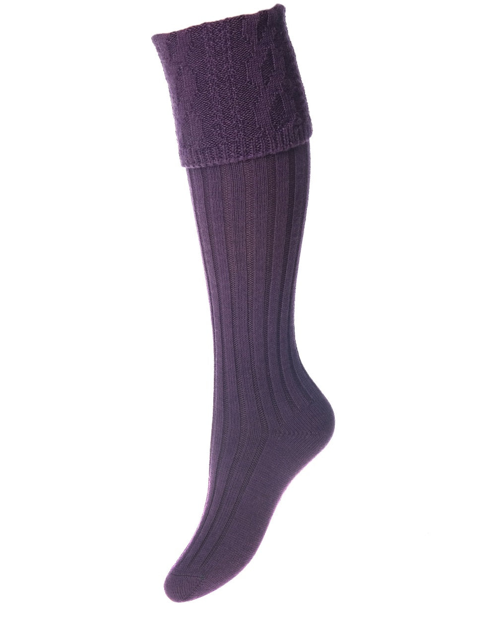 Thistle coloured House of Cheviot Lady Glenmore Socks on white background #colour_thistle