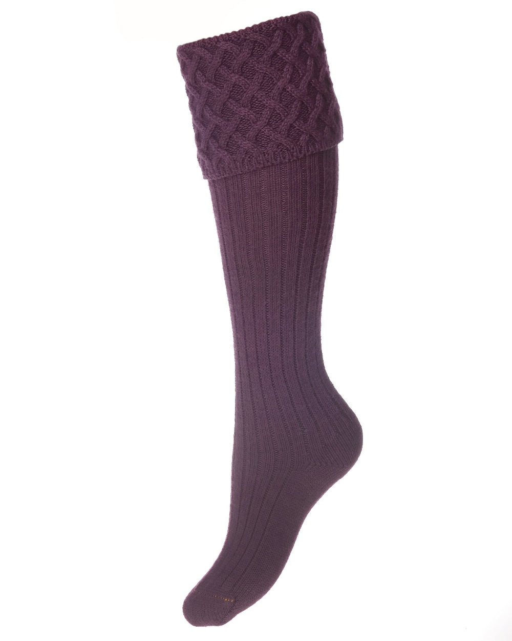 Thistle coloured House of Cheviot Lady Rannoch Socks on field background #colour_thistle