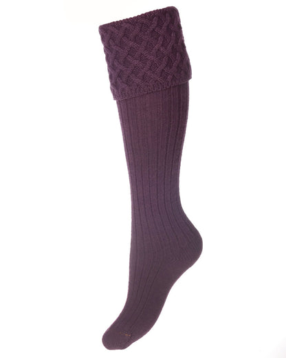 Thistle coloured House of Cheviot Lady Rannoch Socks on field background #colour_thistle