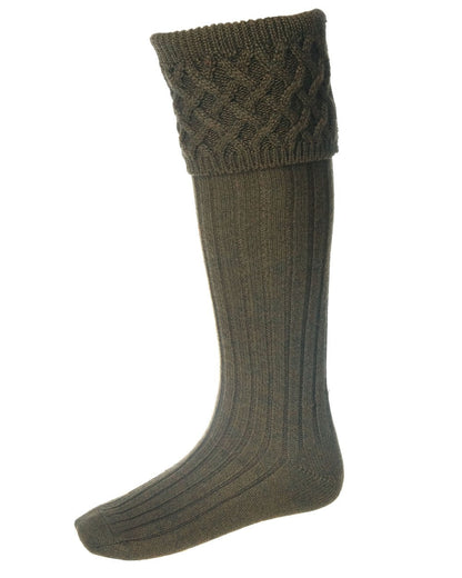 Bracken coloured House of Cheviot Rannoch Socks on white background #colour_bracken