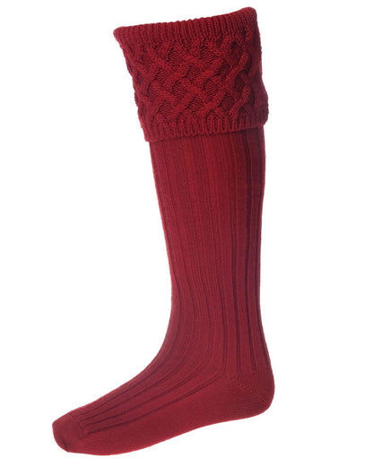 Brick Red coloured House of Cheviot Rannoch Socks on white background #colour_brick-red