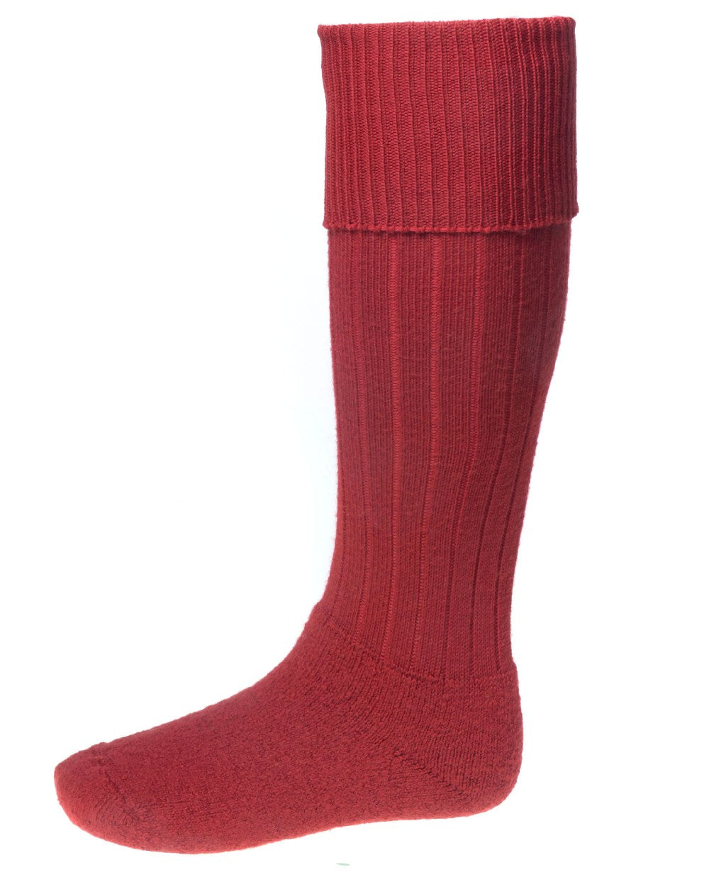 Brick Red coloured House of Cheviot Scarba Socks on white background #colour_brick-red