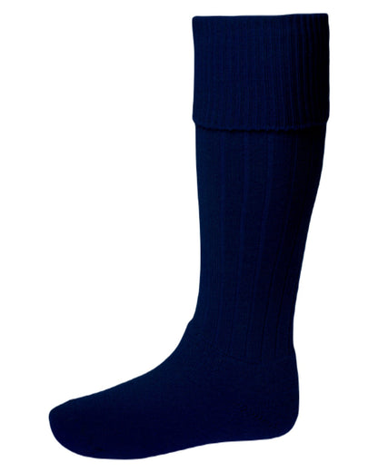 Navy coloured House of Cheviot Scarba Socks on white background #colour_navy