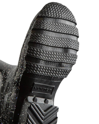 Black Coloured Hunter Big Kids Giant Glitter Wellingtons Boots on white background #colour_black