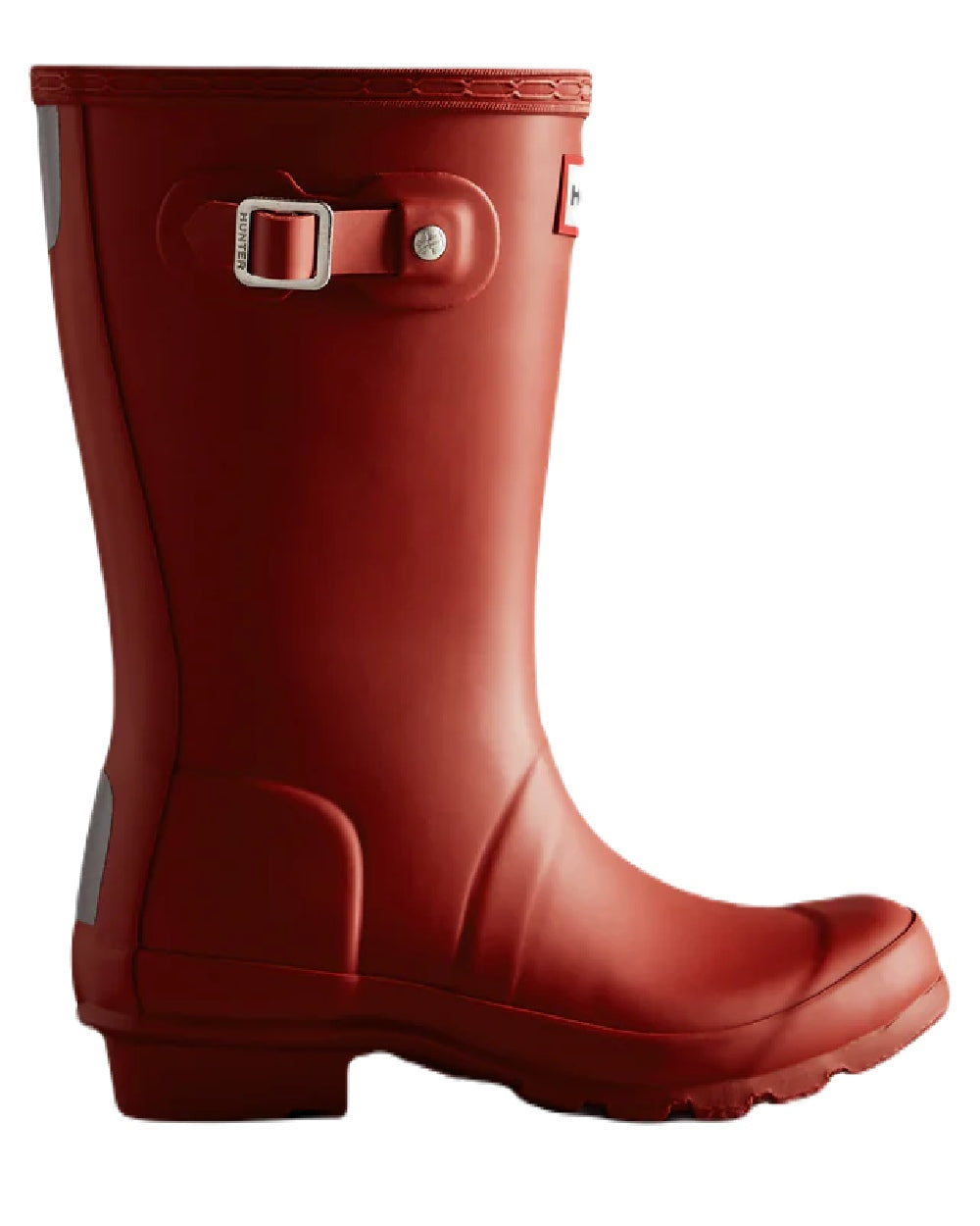 Military Red coloured Hunter Big Kids Original Wellington Boots on white background #colour_military-red