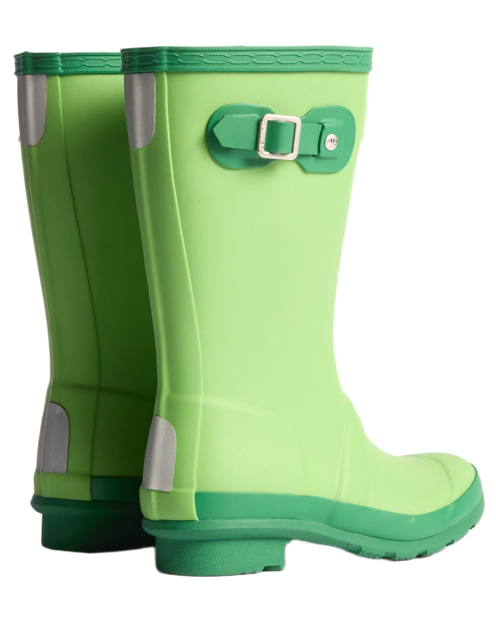 Sea Lettuce Twisting Green coloured Hunter Big Kids Original Wellington Boots on white background #colour_sea-lettuce-twisting-green