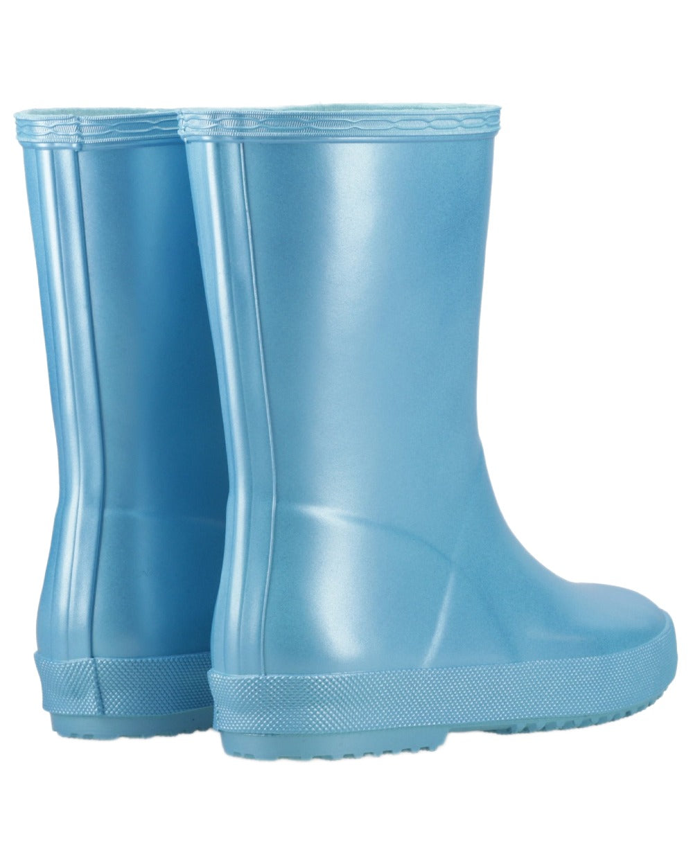 Pool Blue Coloured Hunter Childrens First Nebula Wellington Boots on white background #colour_pool-blue