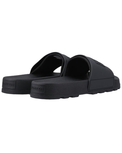 Black Coloured Hunter Core Embossed Sliders on white background #colour_black