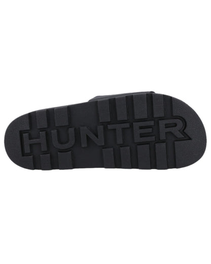 Black Coloured Hunter Core Embossed Sliders on white background #colour_black